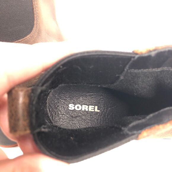 Sorel Womens Blake Chelsea Brown Leather Ankle Booties Size 7 Block Heel Boots - Picture 7 of 12